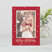 赤と金ゴールドメリークリスマスフォト シーズンカード (スタンド正面)