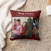 赤と金ゴールドメリークリスマス家族3写真 クッション (ブランケット)