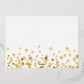 赤と金ゴールドメリークリスマス家族3写真 箔シーズンカード (裏面)