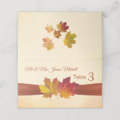 赤と金ゴールドメープル離れズ結婚の プレイスカード (外部開封)