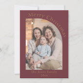 赤と金ゴールドモダンの写真クリスマス シーズンカード (正面)