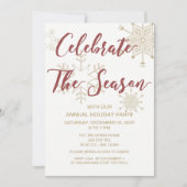 赤と金ゴールドモダンホリデーパーティー 招待状 (正面)