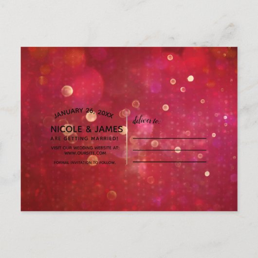 赤と金ゴールドモロッコのアラビア語の夜は日付を保存 案内ポストカード (裏面)