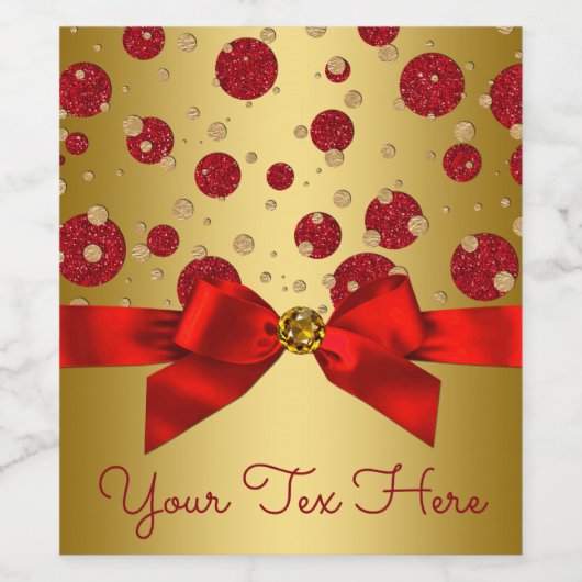 赤と金ゴールドワインのボトルラベル ワインラベル (シングルラベル)