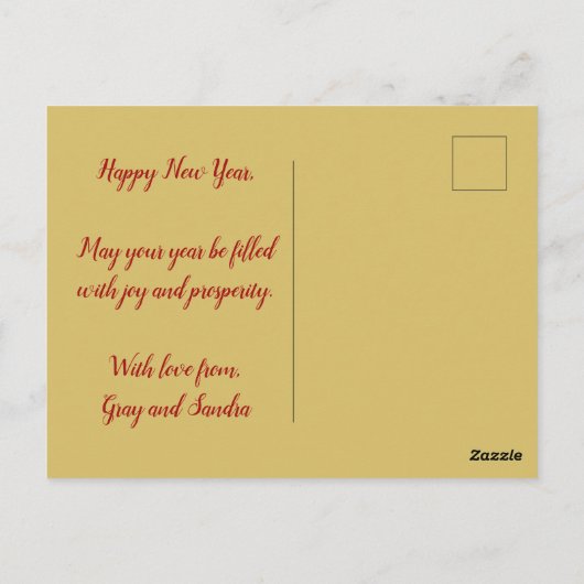 赤と金ゴールド中国のドラゴン中国の新年 ポストカード (裏面)