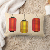 赤と金ゴールド中国の灯 ランバークッション (ブランケット)