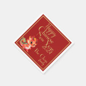 赤と金ゴールド中国の、新年、辰年 スタンダードカクテルナプキン (角)