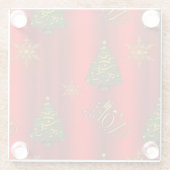 赤と金ゴールド伝統的のクリスマス ガラスコースター (裏面)