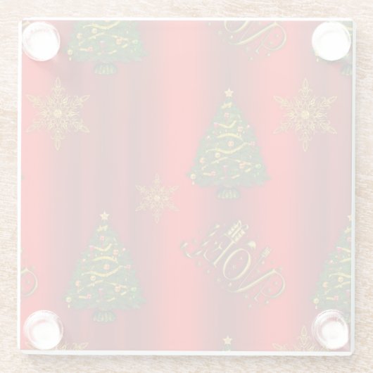 赤と金ゴールド伝統的のクリスマス ガラスコースター (裏面)