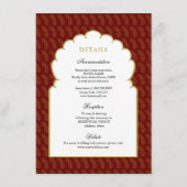 赤と金ゴールド伝統的インディアン結婚の詳細 エンクロージャーカード (正面)