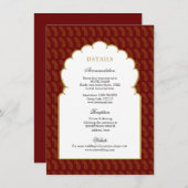 赤と金ゴールド伝統的インディアン結婚の詳細 エンクロージャーカード (正面/裏面)