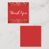 赤と金ゴールド効果ペイズリーありがとう ノートカード (正面/裏面)