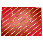 赤と金ゴールド対角ストライプの抱き枕 ラージペーパーバッグ (裏面)