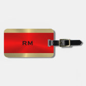 赤と金ゴールド幾何学的デザインラゲッジタグ ラゲッジタグ (正面横)