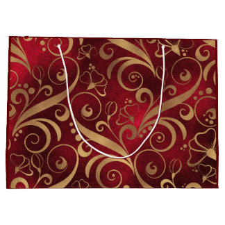 赤と金ゴールド抱き枕 ラージペーパーバッグ