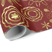 赤と金ゴールド抽象芸術クリスマススノーフレーク2 ラッピングペーパー (ロールコーナー)