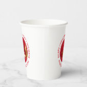 赤と金ゴールド抽象芸術クリスマスツリーと鹿 紙コップ (右)