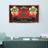 赤と金ゴールド抽象芸術ハッピー00誕生日 横断幕 (トレードショー)