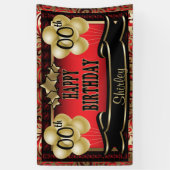 赤と金ゴールド抽象芸術ハッピー00誕生日 横断幕 (縦)