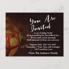 赤と金ゴールド招待されの写真が付いた「You Are」タイポグラフィ インビテーションポストカード