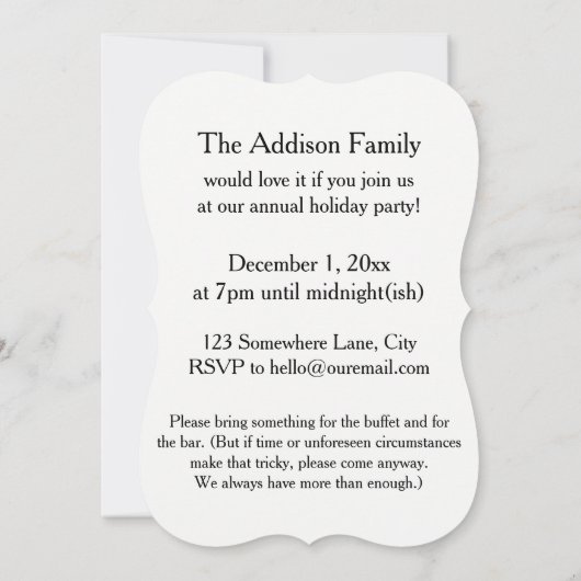 赤と金ゴールド招待されの写真が付いた「You Are」タイポグラフィ 招待状 (裏面)