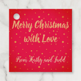 赤と金ゴールド文字とドットメッセージカード フェイバータグ