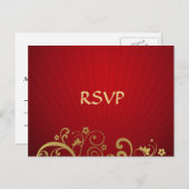 赤と金ゴールド旋回ポストカードの返信 インビテーションポストカード (正面/裏面)