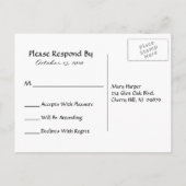 赤と金ゴールド旋回ポストカードの返信 インビテーションポストカード (裏面)