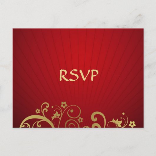 赤と金ゴールド旋回ポストカードの返信 インビテーションポストカード (正面)