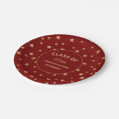 赤と金ゴールド星の卒業パーティー ペーパープレート (アングル)