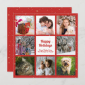 赤と金ゴールド星Eight Photo Collage シーズンカード (正面/裏面)