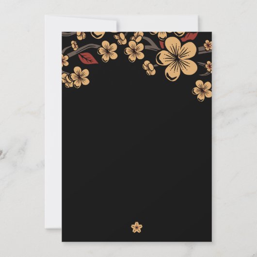 赤と金ゴールド桜さくらんぼ結婚ブロッサム 招待状 (裏面)