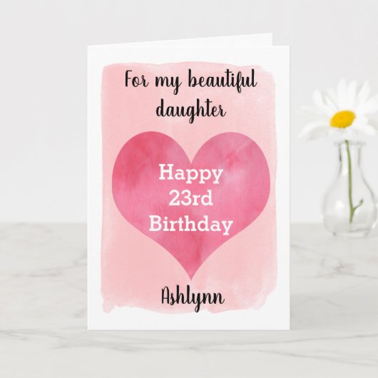 赤と金ゴールド水彩23誕生日 カード (小さな植物)