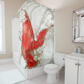 赤と金ゴールド液体大理石スプラッシュ シャワーカーテン (インサイチュ)