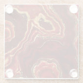 赤と金ゴールド液体大理石抽象芸術 ガラスコースター (裏面)