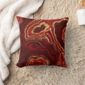 赤と金ゴールド液体大理石抽象芸術 クッション (ブランケット)
