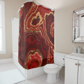 赤と金ゴールド液体大理石抽象芸術 シャワーカーテン (インサイチュ)
