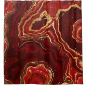 赤と金ゴールド液体大理石抽象芸術 シャワーカーテン (正面)