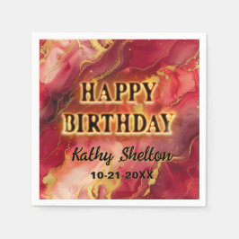 赤と金ゴールド炎の熱いパーティー スタンダードカクテルナプキン