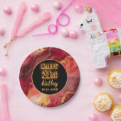 赤と金ゴールド炎熱21歳の誕生日 ペーパープレート (パーティー)