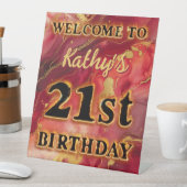 赤と金ゴールド炎熱21歳の誕生日 台座サイン (インサイチュ)