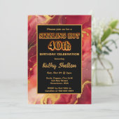 赤と金ゴールド炎熱40歳の誕生日 招待状 (スタンド正面)
