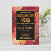 赤と金ゴールド炎熱70誕生日招待状 招待状 (スタンド正面)