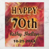 赤と金ゴールド炎熱70誕生日 ワインラベル (シングルラベル)