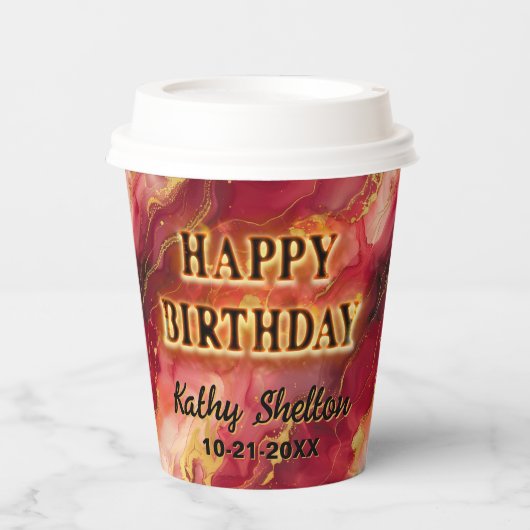 赤と金ゴールド炎熱 紙コップ (正面)