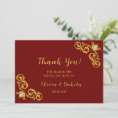 赤と金ゴールド王室のの結婚サンキューカード 招待状 (スタンド正面)