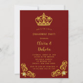 赤と金ゴールド王室のの結婚婚約パーティ 招待状 (正面)