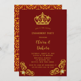 赤と金ゴールド王室のの結婚婚約パーティ 招待状