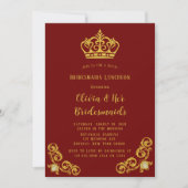 赤と金ゴールド王室のの花嫁 招待状 (正面)