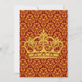 赤と金ゴールド王室のクラウンブランチとバブリー 招待状 (裏面)